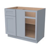 RTA Belmont Gray Base Blind Corner Cabinet for Kitchen, Bathroom & Laundry storage, 1 Door 1 Drawer 1 Shelf (REQUEST 42" SPACE)